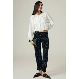 Anthropologie Pilcro The Wanderer Corduroy Pants Black Floral Size 26